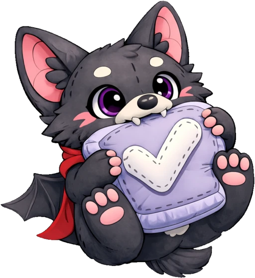 Plushie mascot biting a checkbox